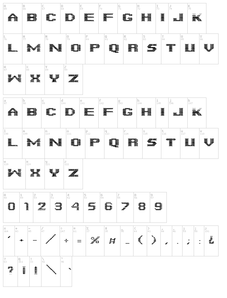 Bricks Constructions font map
